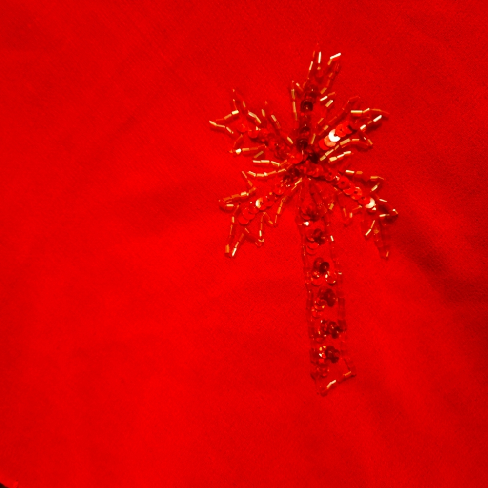 Silk Shawl 50/30 ,beaded palms  ,with marine shell, $30 - Picture 3 of 4